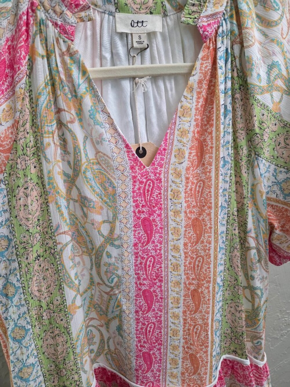 D43. Multi Striped Paisley Tiered‎ Babydoll Dress - Picture 3 of 3